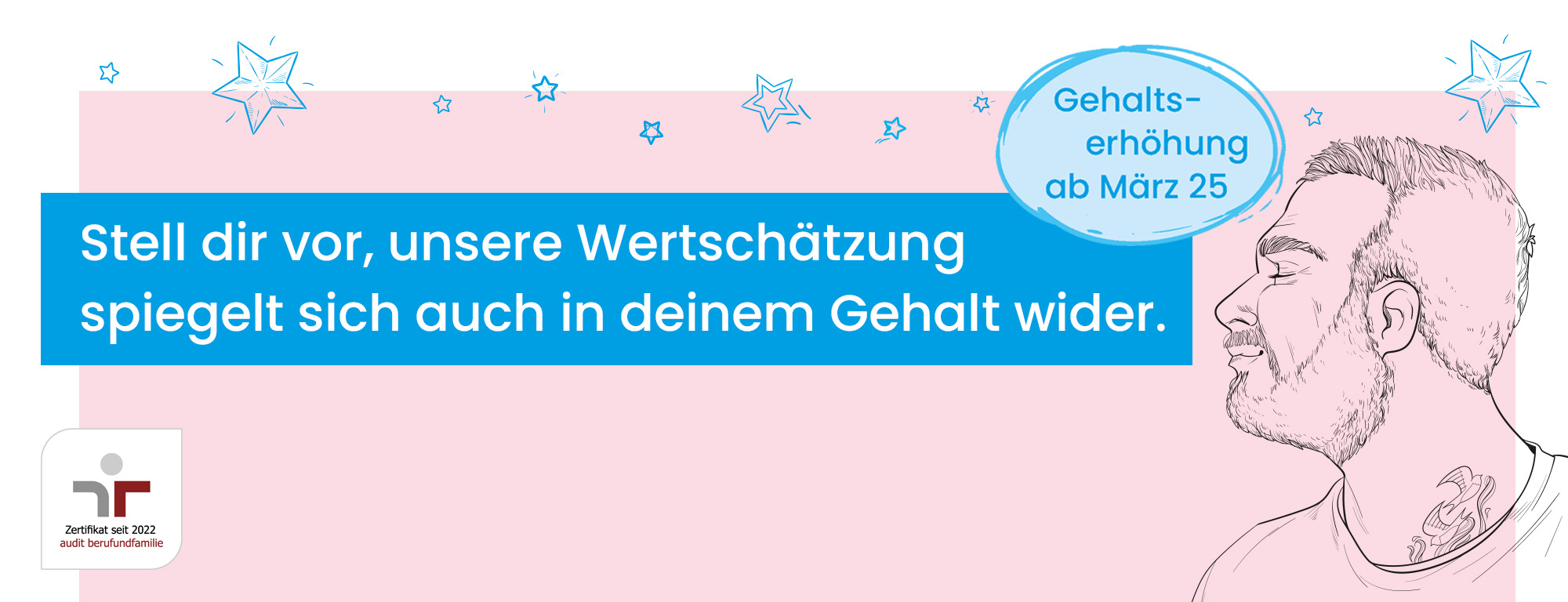 Stell dir vor, unsere Wertschätzung spiegelt sich auch in deinem Gehalt wider.