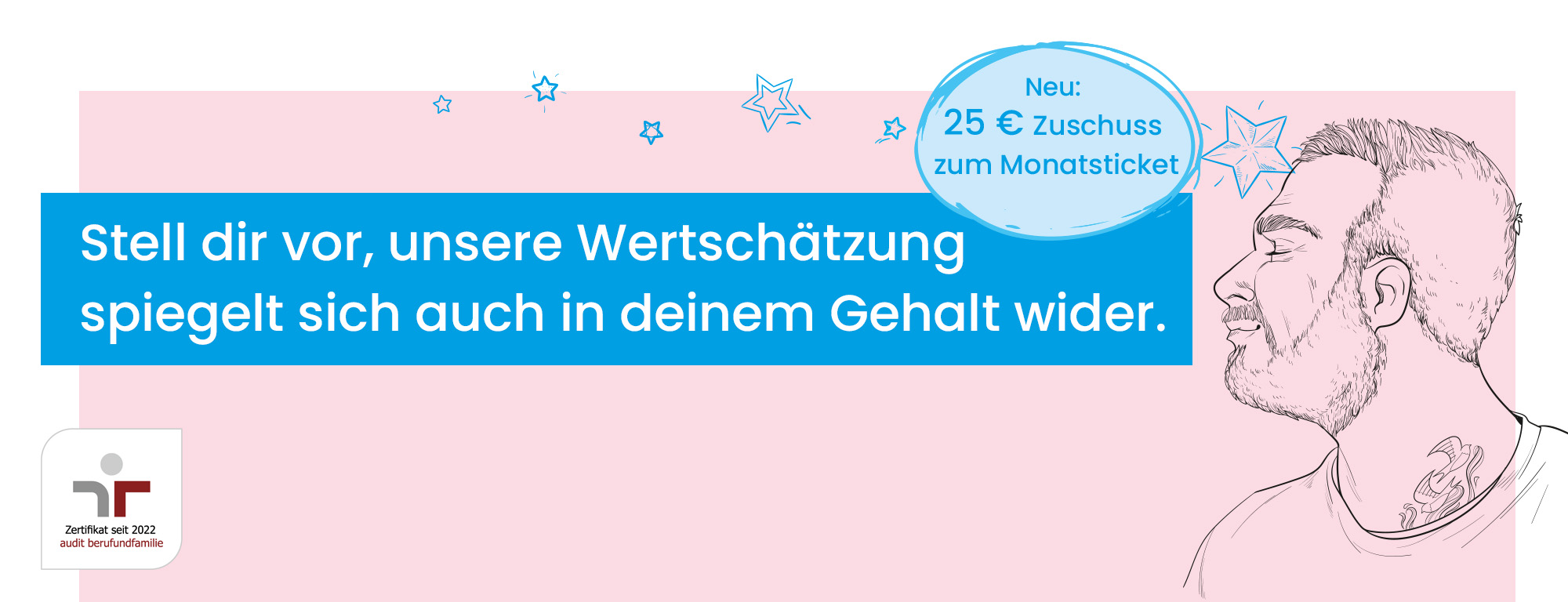 Stell dir vor, unsere Wertschätzung spiegelt sich auch in deinem Gehalt wider.